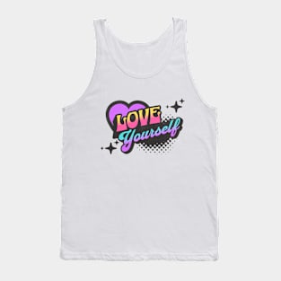 Love Yourself Valentines 2024, Neon Vaporwave Heart Tank Top